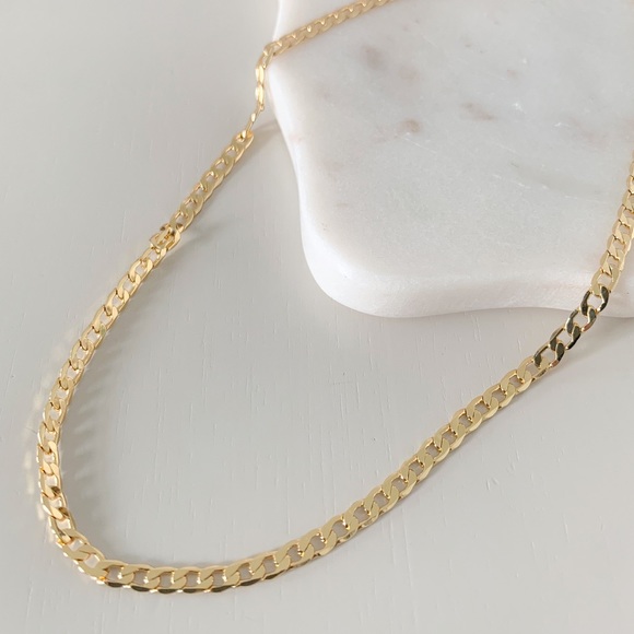 18k Gold Filled Flat Curb Necklace - Picture 5 of 8